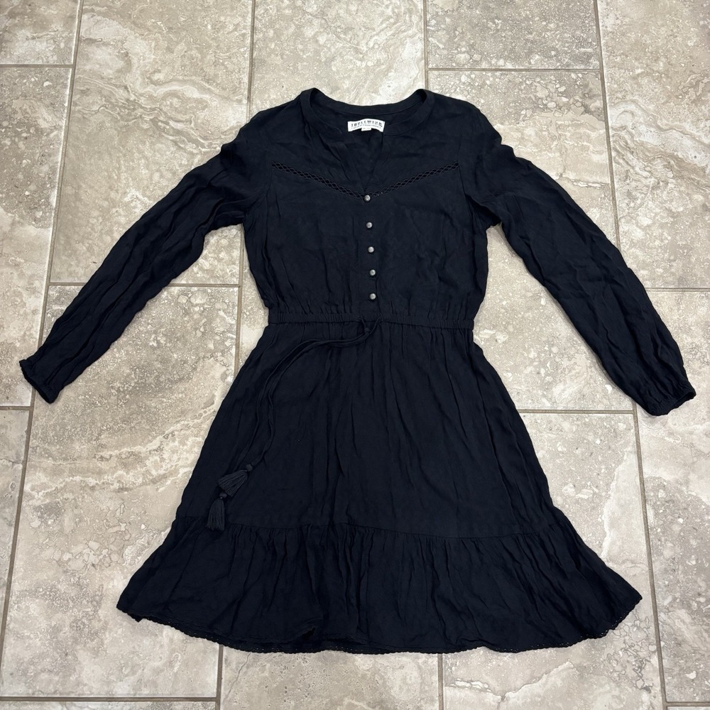 Idyllwind Fitzpatrick Solid Long Sleeve Mini Dress‎ Size XS Black